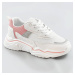 Bílo-růžové dámské sneakersy s brokátovými vsadkami (LU-2)