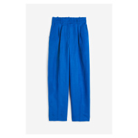 H & M - Kalhoty Tapered z lněné směsi - modrá