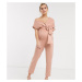 ASOS DESIGN maternity fallen shoulder scuba jumpsuit in blush-Pink