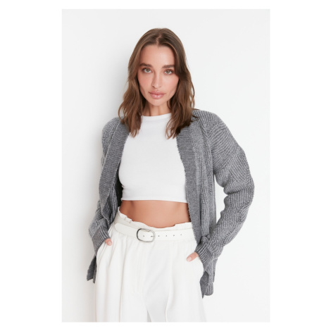Trendyol šedý oversized pletený svetr
