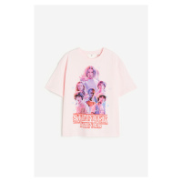 H & M - Bavlněné tričko's potiskem - růžová