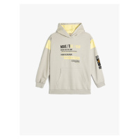 Koton Slogan Themed Printed Long Sleeve Hooded Sweatshirt