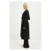 Vlněný trenčkot JW Anderson Longline Trench Coat černá barva, oversize, CO0310.PG0011.999