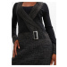 Bonprix BODYFLIRT pletené šaty s kovovou sponou Barva: Černá, Mezinárodní