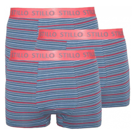 3PACK pánské boxerky Stillo šedé s červenými proužky (STP-0101010)