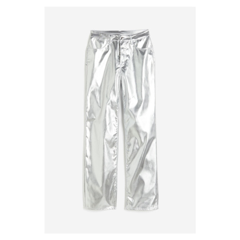 H & M - Kalhoty 90s Straight's povrchovým potahem - šedá H&M