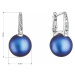 Stříbrné náušnice visací se Swarovski perlou a krystaly 31301.3 tmavě modré