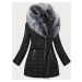 Černý dámský zimní kabát s kožešinou (LD5520BIG)