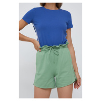 Bavlněné šortky United Colors of Benetton dámské, zelená barva, hladké, high waist