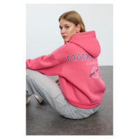 Trendyol Pink Back Print Detailed Hooded Thick Inside Fleece Knitted Sweatshirt