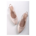 Béžové perleťové baleríny s otevřenou patou 8-29461