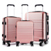 Konofactory Růžová sada luxusních kufrů s TSA zámkem "Travelmania" - M (35l), L (65l), XL (100l)