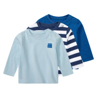 lupilu® Dětské triko s dlouhými rukávy s BIO bavlnou, 3 kusy (pruhy / modrá / světle modrá)