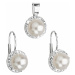 Sada šperků s krystaly Swarovski náušnice a přívěsek bílá perla kulaté 39091.1