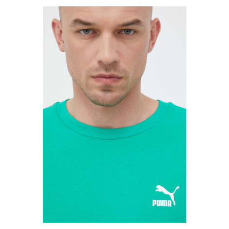 Bavlněné tričko Puma zelená barva, 535587-02