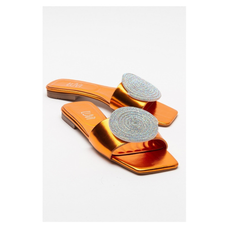 LuviShoes KLAP oranžové kamenné dámské pantofle