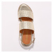 Blancheporte Ploché kožené sandály z proplétaných pásků zlatá
