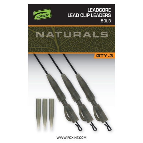 Fox Montáž Edges Naturals Leadcore Power Grip Lead Clip Leaders 3ks