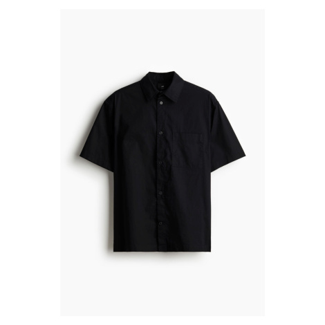 H & M - Košile's krátkým rukávem Relaxed Fit - černá H&M