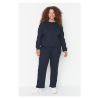 Trendyol Curve Navy Blue Crew Neck Knitted Pajama Set