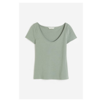 H & M - Přiléhavé tričko - zelená