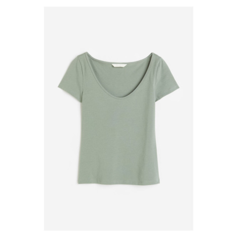 H & M - Přiléhavé tričko - zelená H&M
