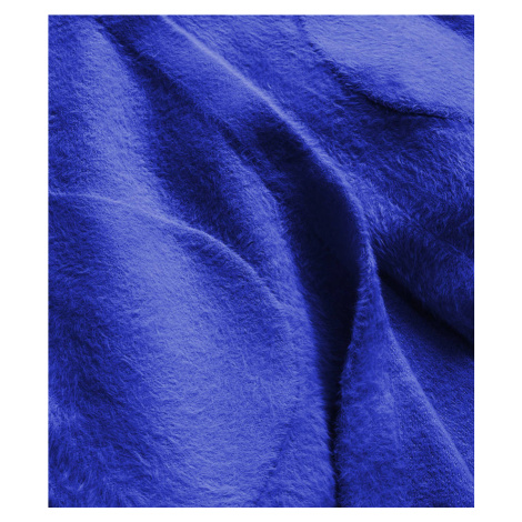 Dlouhý vlněný přehoz přes oblečení typu "alpaka" v chrpové barvě s kapucí (908) Made in Italy