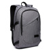 KONO unisex batoh s USB portem - šedý - 20L