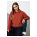 Trendyol Tile Thessaloniki/Knitwear Look Zipper Collar Regular/Normal Fit Knitted Sweatshirt