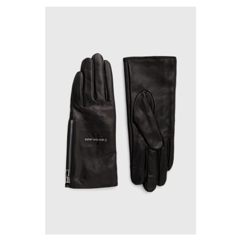 Kožené rukavice Calvin Klein Jeans dámské, černá barva