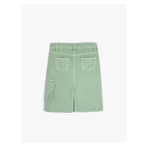 Koton Cargo Denim Skirt Covered Pocket Detail Cotton