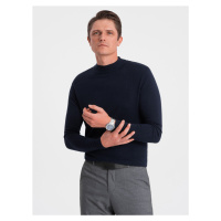 Ombre Men's knitted half-golf with viscose - navy blue