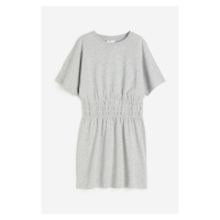 H & M - Tričkové šaty's žabkováním v pase - šedá