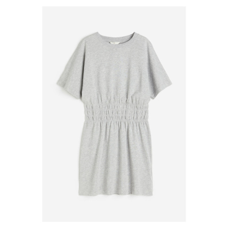 H & M - Tričkové šaty's žabkováním v pase - šedá H&M