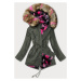 Khaki-růžová dámská zimní bunda "parka" s kapucí (D-238#)