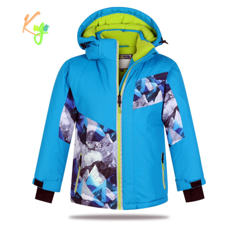 Chlapecká zimní bunda KUGO PB3889, tyrkysová / hory Barva: Tyrkysová