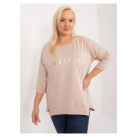 Béžová blůza plus size s nápisem