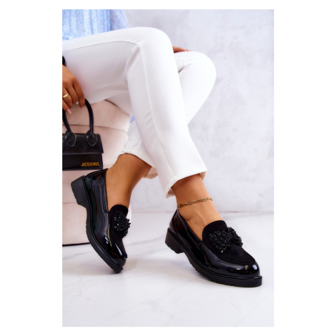 Elegantní Lakované Mokasíny Loafery Černé S.Barski HY51-318 Belize