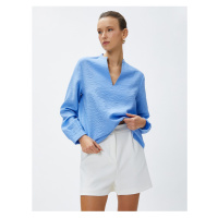Koton Pearl Detailed Blouse, Crimped Collar