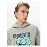Koton Monster Printed Hoodie Relaxed Fit Long Sleeve Ribbed