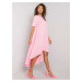 Světle růžové asymetrické dámské maxi šaty -pink Světle růžová