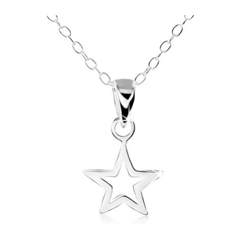 Stříbrný náhrdelník 925, obrys ploché pěticípé hvězdičky
