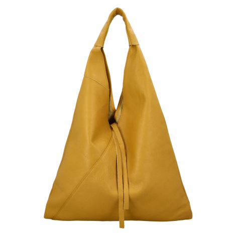 Nadčasová dámská kožená taška na rameno Arleen, žlutá Delami Vera Pelle