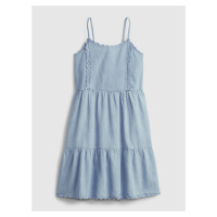 Modré holčičí dětské šaty scalloped tiered denim dress