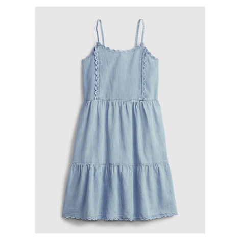 Modré holčičí dětské šaty scalloped tiered denim dress GAP
