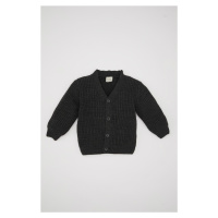 DEFACTO Baby Boy Black V Neck Buttoned Knitted Cardigan