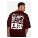 Trendyol Plus Size Brown Oversize/Wide Cut Headlamp East Printed 100% Cotton T-Shirt