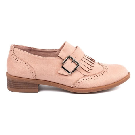 Seastar Výborné mokasíny dámské růžové na plochém podpatku