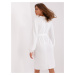 Bílé mini šaty s V výstřihem a páskem -LK-SK-509255,96-bílé Bílá