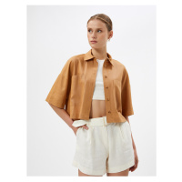 Koton Linen Blend Shirt Short Sleeve Buttoned Relaxed Fit